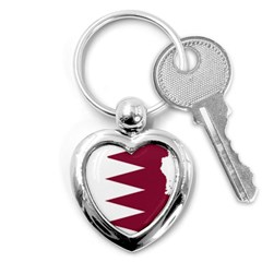 Borders Country Flag Geography Map Qatar Key Chain (Heart)