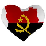 Angola Flag Map Geography Outline Large 19  Premium Flano Heart Shape Cushions Front