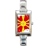 Macedonia Country Europe Flag Rectangle Italian Charm Watch Front