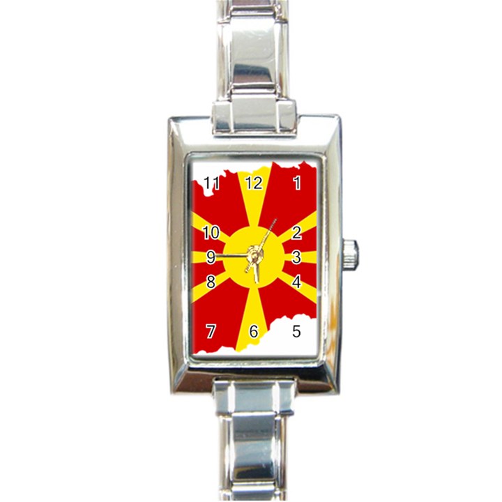 Macedonia Country Europe Flag Rectangle Italian Charm Watch