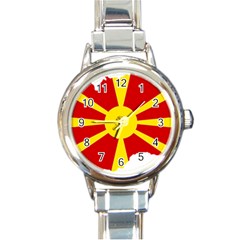 Macedonia Country Europe Flag Round Italian Charm Watch by Sapixe