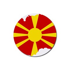 Macedonia Country Europe Flag Rubber Round Coaster (4 Pack)  by Sapixe