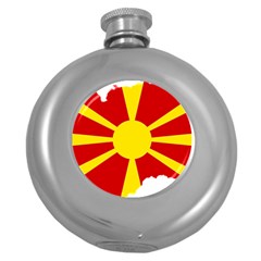 Macedonia Country Europe Flag Round Hip Flask (5 Oz) by Sapixe