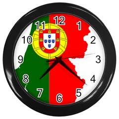 Portugal Flag Borders Cartography Wall Clock (black) by Sapixe