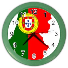 Portugal Flag Borders Cartography Color Wall Clock by Sapixe