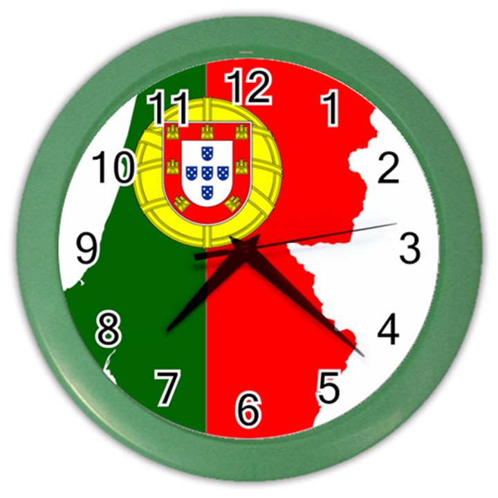 Portugal Flag Borders Cartography Color Wall Clock