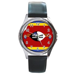 Swaziland Flag Map Geography Round Metal Watch