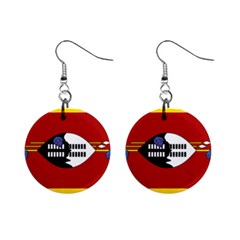 Swaziland Flag Map Geography Mini Button Earrings