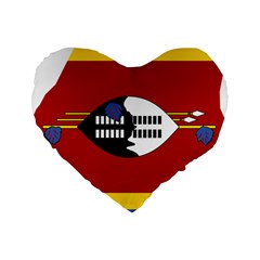 Swaziland Flag Map Geography Standard 16  Premium Flano Heart Shape Cushions by Sapixe