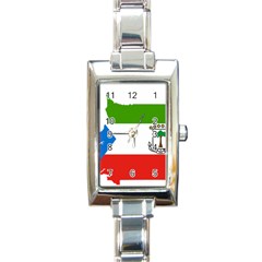 Equatorial Guinea Flag Map Rectangle Italian Charm Watch by Sapixe