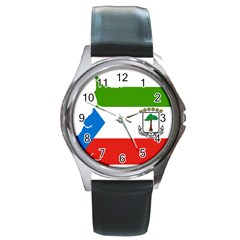 Equatorial Guinea Flag Map Round Metal Watch by Sapixe