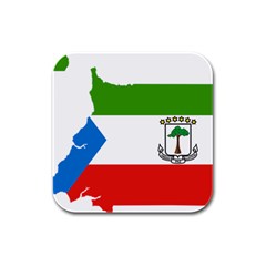 Equatorial Guinea Flag Map Rubber Square Coaster (4 Pack)  by Sapixe