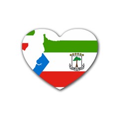 Equatorial Guinea Flag Map Rubber Coaster (heart)  by Sapixe