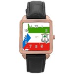 Equatorial Guinea Flag Map Rose Gold Leather Watch  Front