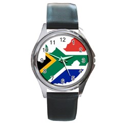 Africa Borders Country Flag Round Metal Watch by Sapixe