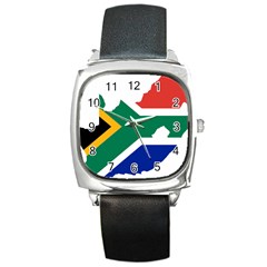 Africa Borders Country Flag Square Metal Watch by Sapixe