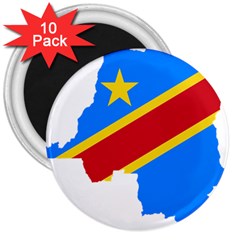 Democratic Republic Of The Congo Flag 3  Magnets (10 Pack)  by Sapixe