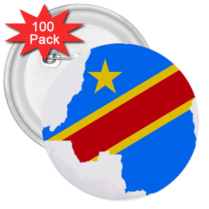 Democratic Republic Of The Congo Flag 3  Buttons (100 pack) 