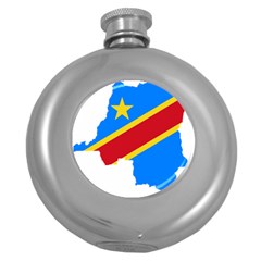 Democratic Republic Of The Congo Flag Round Hip Flask (5 Oz) by Sapixe