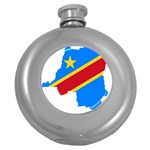 Democratic Republic Of The Congo Flag Round Hip Flask (5 oz) Front