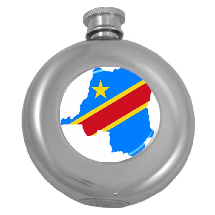 Democratic Republic Of The Congo Flag Round Hip Flask (5 oz)