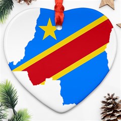 Democratic Republic Of The Congo Flag Heart Ornament (two Sides) by Sapixe