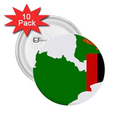 Zambia Flag Map Geography Outline 2 25  Buttons (10 Pack)  by Sapixe