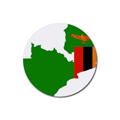 Zambia Flag Map Geography Outline Rubber Coaster (round)  by Sapixe