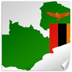 Zambia Flag Map Geography Outline Canvas 12  X 12  by Sapixe