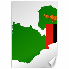 Zambia Flag Map Geography Outline Canvas 12  X 18  by Sapixe