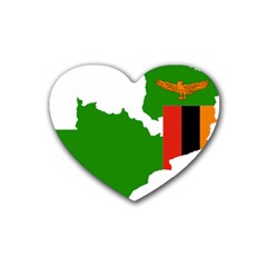 Zambia Flag Map Geography Outline Heart Coaster (4 Pack)  by Sapixe