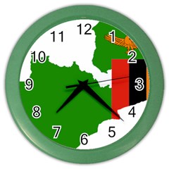 Zambia Flag Map Geography Outline Color Wall Clock by Sapixe