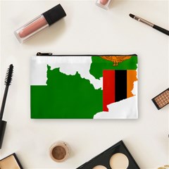 Zambia Flag Map Geography Outline Cosmetic Bag (small) by Sapixe