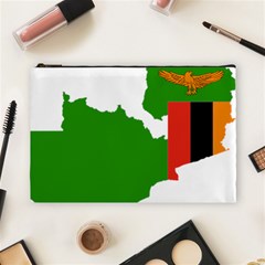 Zambia Flag Map Geography Outline Cosmetic Bag (large) by Sapixe