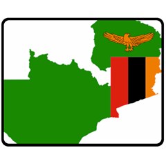 Zambia Flag Map Geography Outline Double Sided Fleece Blanket (medium)  by Sapixe