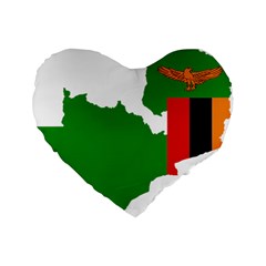 Zambia Flag Map Geography Outline Standard 16  Premium Flano Heart Shape Cushions by Sapixe