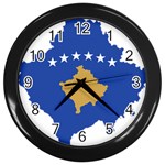 Kosovo Country Europe Flag Borders Wall Clock (Black) Front