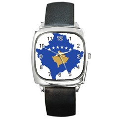 Kosovo Country Europe Flag Borders Square Metal Watch by Sapixe