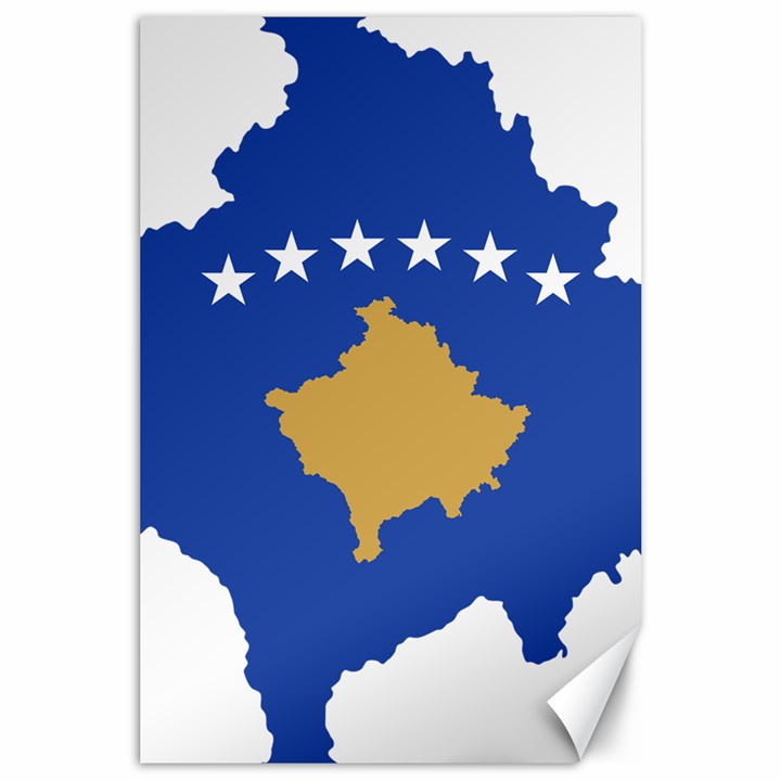 Kosovo Country Europe Flag Borders Canvas 24  x 36 