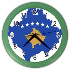 Kosovo Country Europe Flag Borders Color Wall Clock by Sapixe