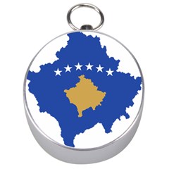 Kosovo Country Europe Flag Borders Silver Compasses by Sapixe