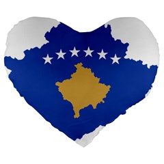 Kosovo Country Europe Flag Borders Large 19  Premium Flano Heart Shape Cushions by Sapixe