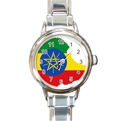 Ethiopia Flag Map Geography Round Italian Charm Watch by Sapixe