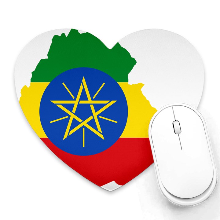 Ethiopia Flag Map Geography Heart Mousepads