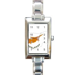 Cyprus Country Europe Flag Borders Rectangle Italian Charm Watch by Sapixe