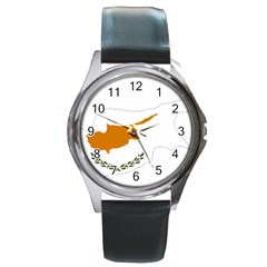 Cyprus Country Europe Flag Borders Round Metal Watch by Sapixe