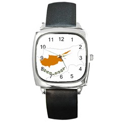 Cyprus Country Europe Flag Borders Square Metal Watch by Sapixe