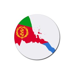 Eritrea Flag Map Geography Outline Rubber Round Coaster (4 Pack)  by Sapixe