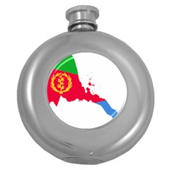 Eritrea Flag Map Geography Outline Round Hip Flask (5 Oz) by Sapixe