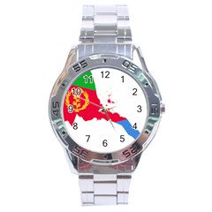 Eritrea Flag Map Geography Outline Stainless Steel Analogue Watch by Sapixe